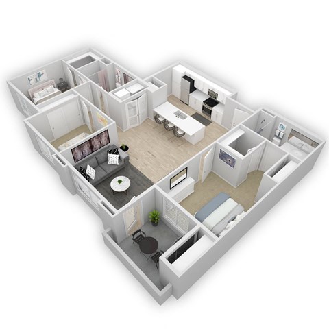Floor plan for 3 beds, 2 baths, 1211 sqft